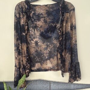 Elegant Tie-Dye Ruffle Top